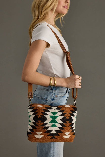 “Montana” - Brown, Black, Green & White Western Crossbody