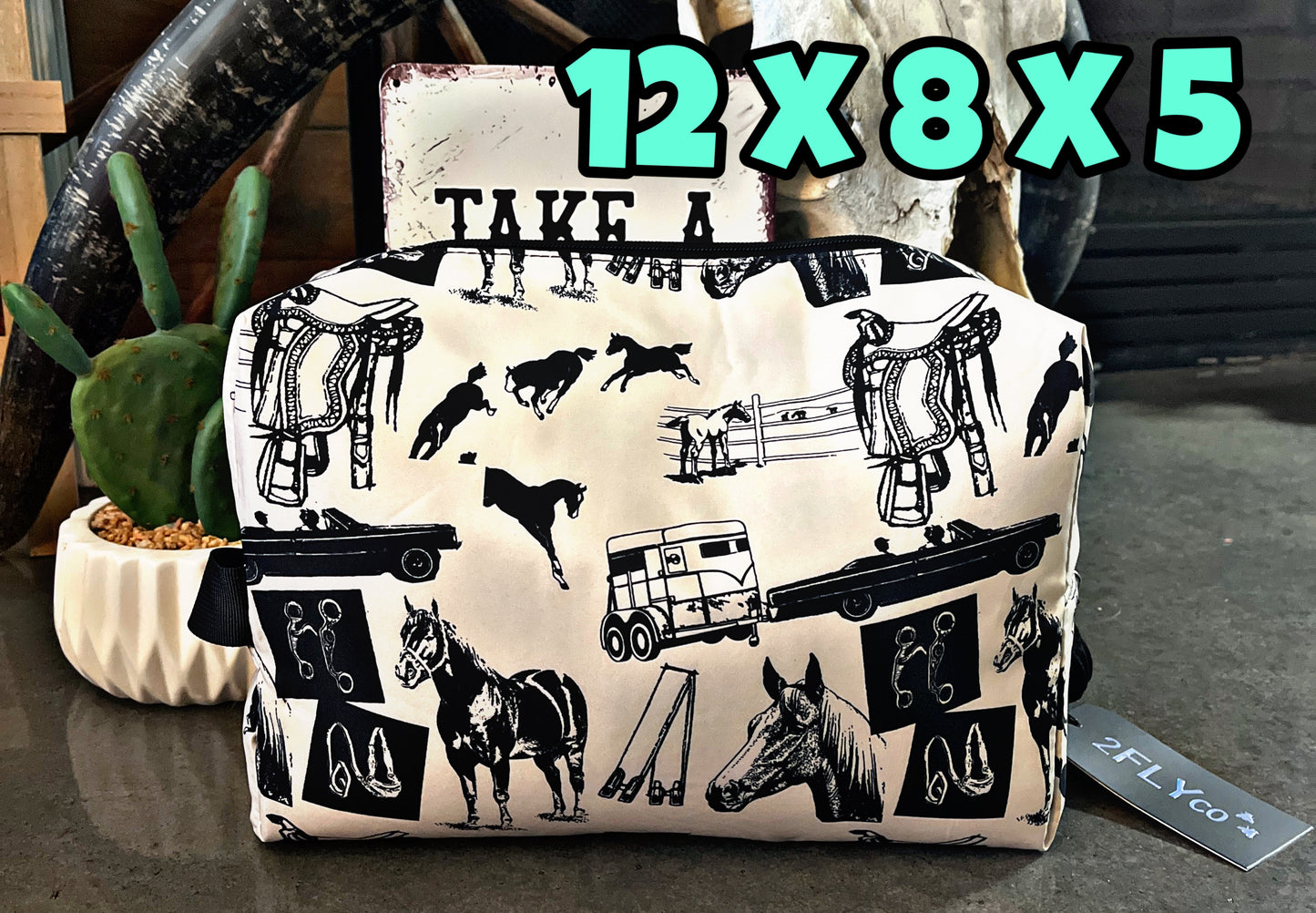 Cream Colored Western Print Traveler Bag