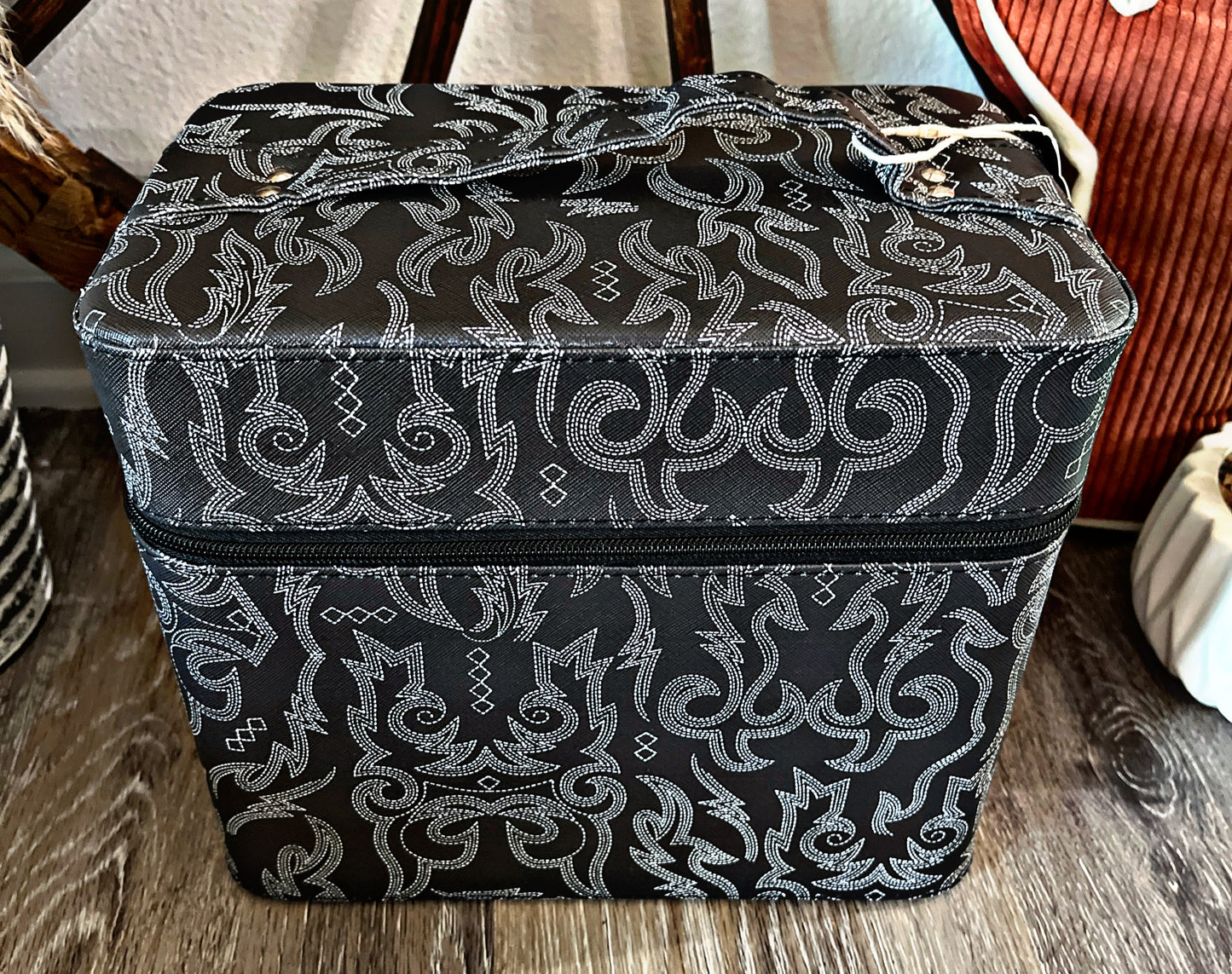Black Boot Stitch Makeup Case