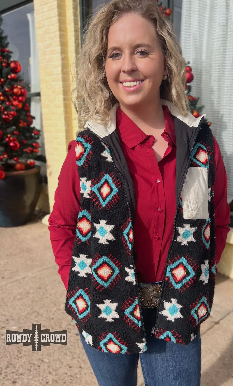 Black/Aztec Fleece Vest