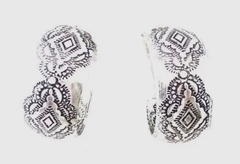 Western/Aztec Etched Hoop Earrings