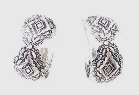 Western/Aztec Etched Hoop Earrings