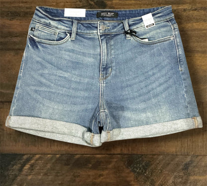 “Ava” - Midrise Medium Wash Cuffed Shorts