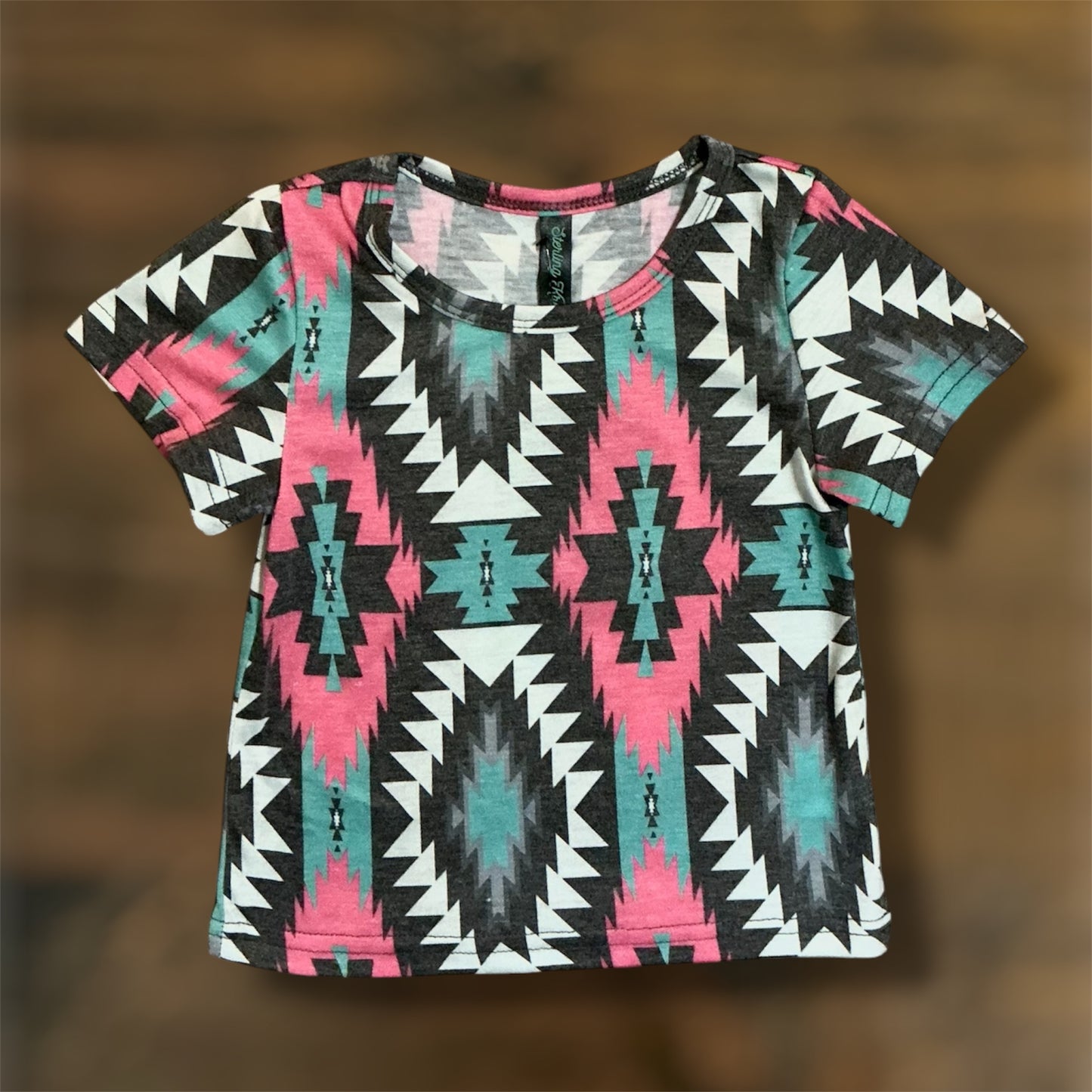 Girl’s Pink and Teal Aztec Top