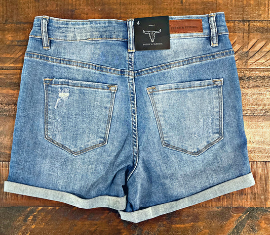 Distressed Medium Wash Shorts
