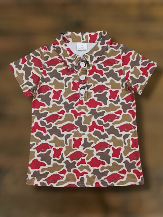 Little Boy’s Razorback Camo Polo
