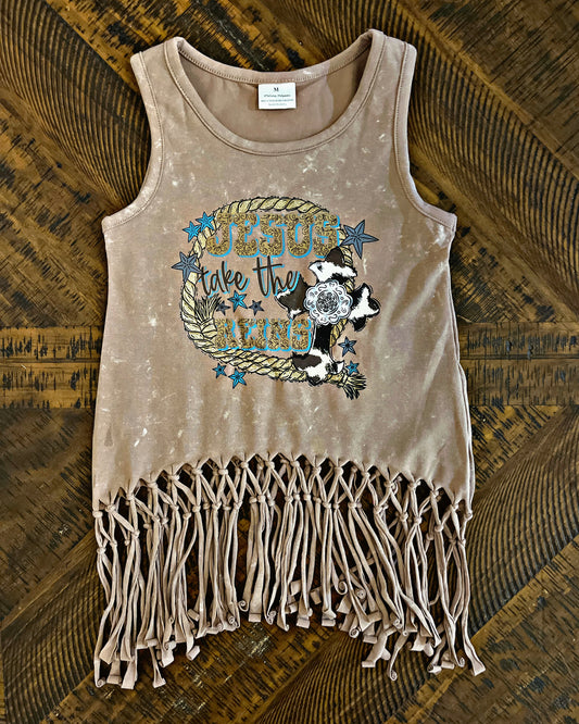 Little Girl’s “Jesus Take the Reins” Fringe Tank