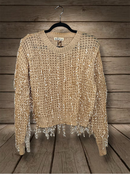 Champagne Fringe Sweater