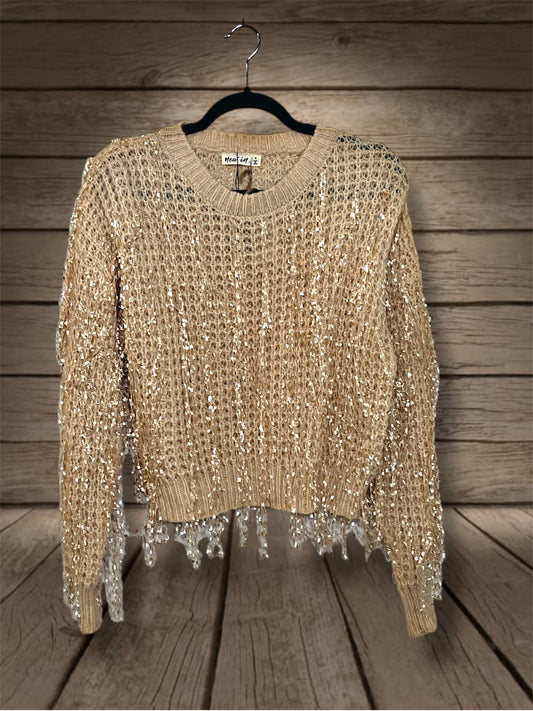 Champagne Fringe Sweater