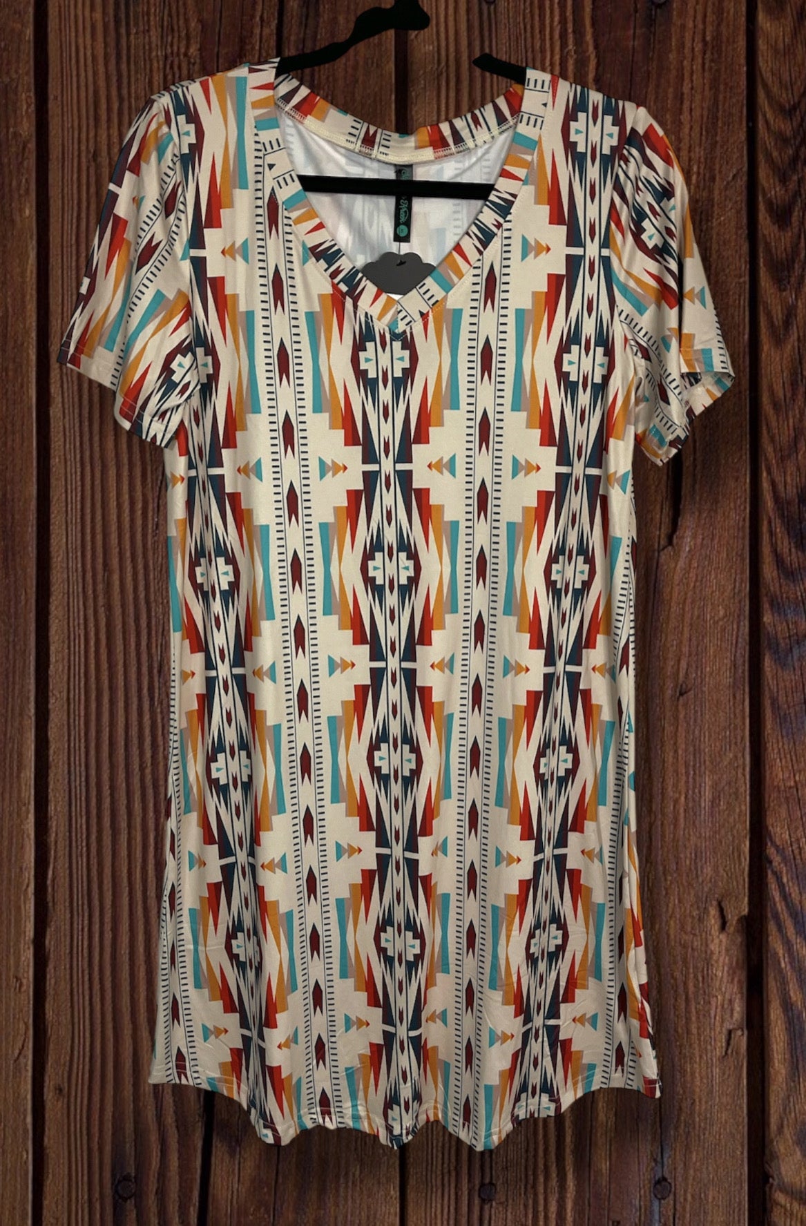 Cream/Pink Aztec Dress