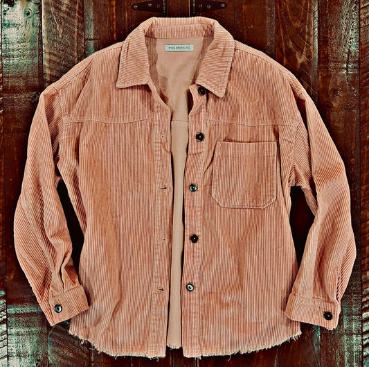 Peach Corduroy Shacket