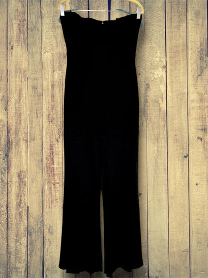 Black or Red Strapless Jumpsuit with Cowl Neckline