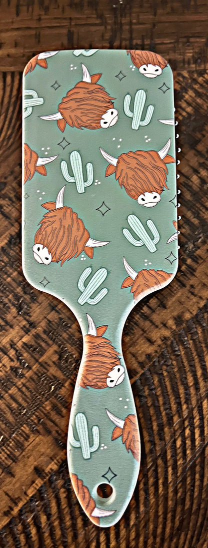 Western Print Paddle Hair Brushes