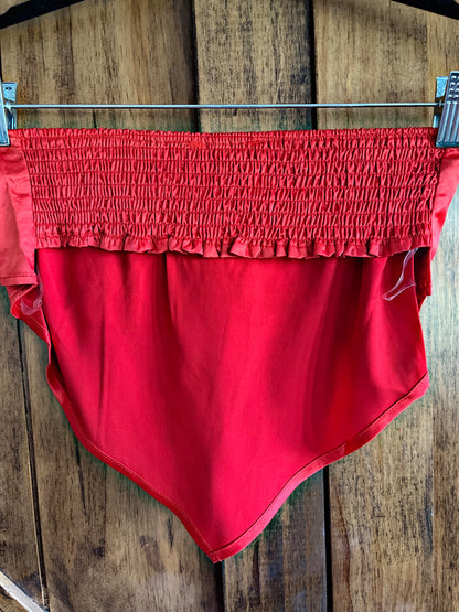 Red Satin Bandana Top