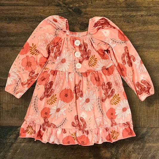 Cactus And Flowers Little Girl Dress