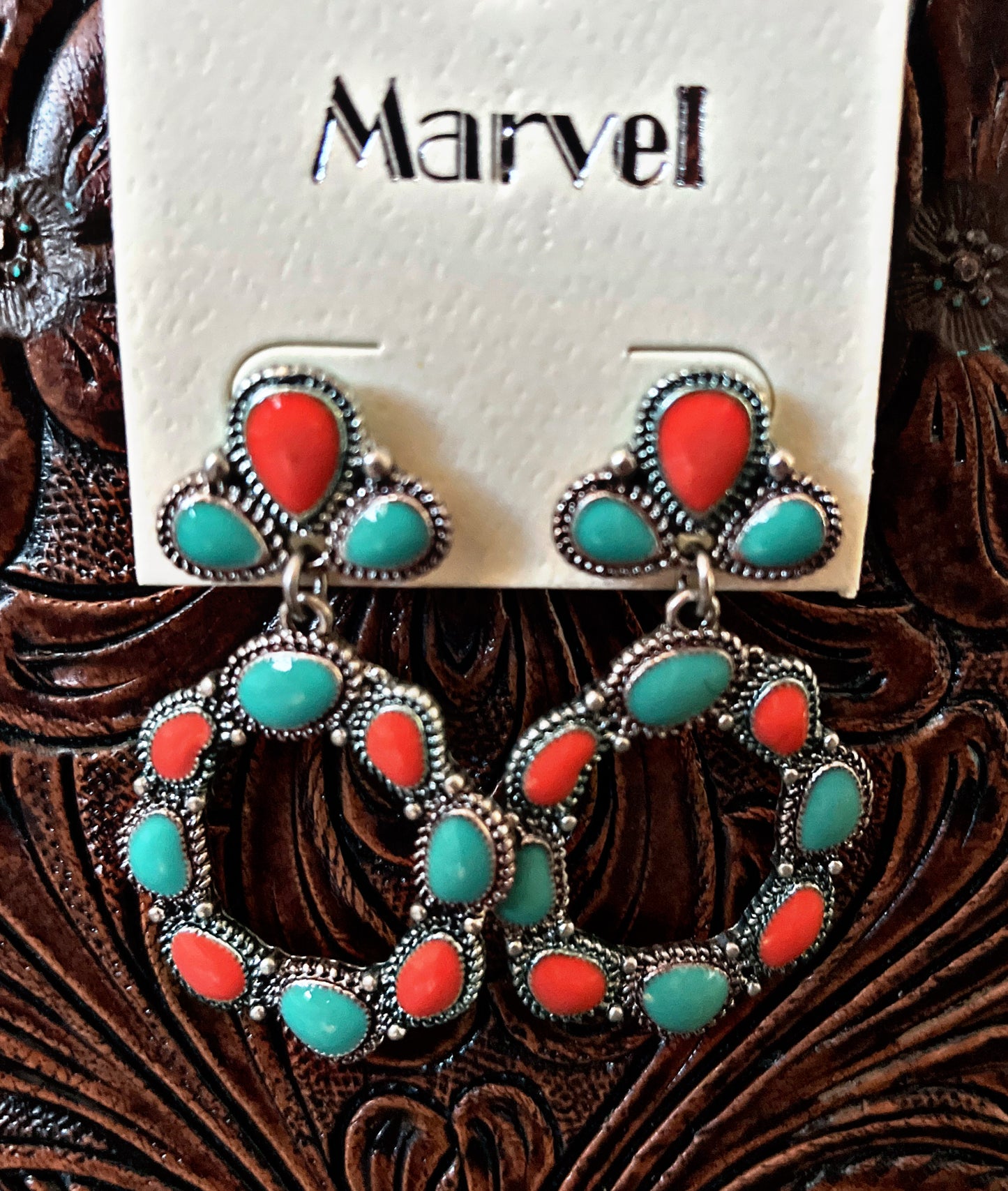 Turquoise/Coral Earrings