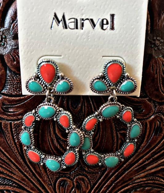 Turquoise/Coral Earrings