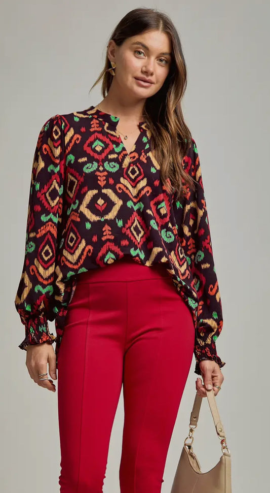 Multi Colored Geo Print Top