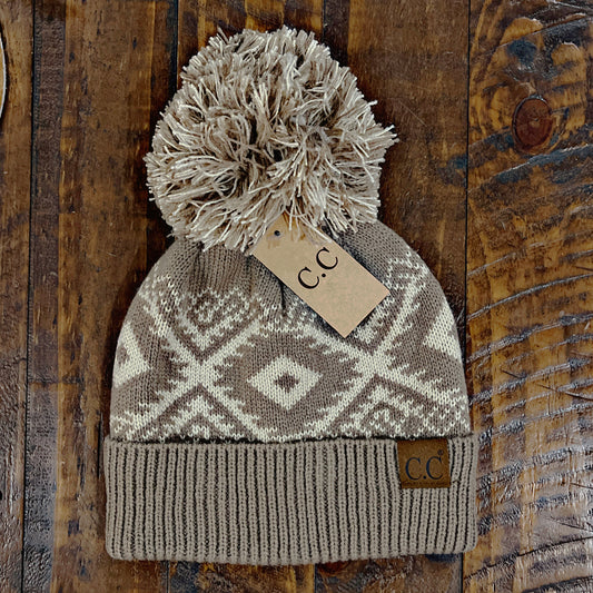 Taupe Aztec C.C Beanie