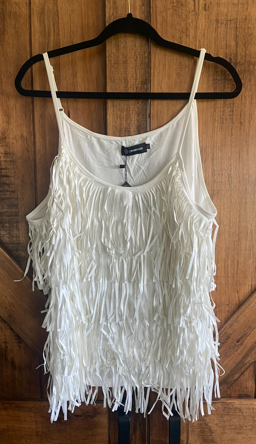 White Fringe Tank Top