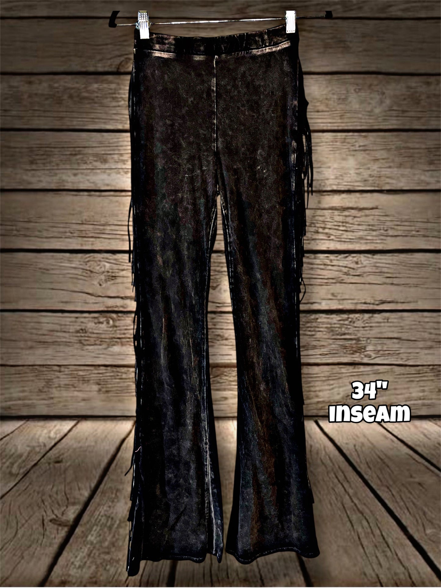 Mineral Wash Charcoal Fringed Pants