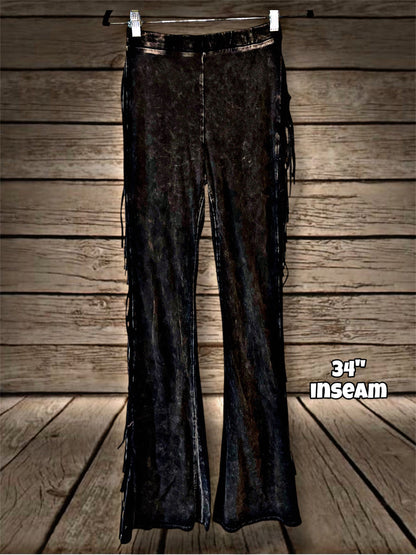 Mineral Wash Charcoal Fringed Pants