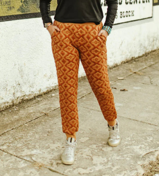 Rust Aztec Print Joggers