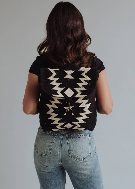 “Mississippi” - Black & Cream Aztec Backpack