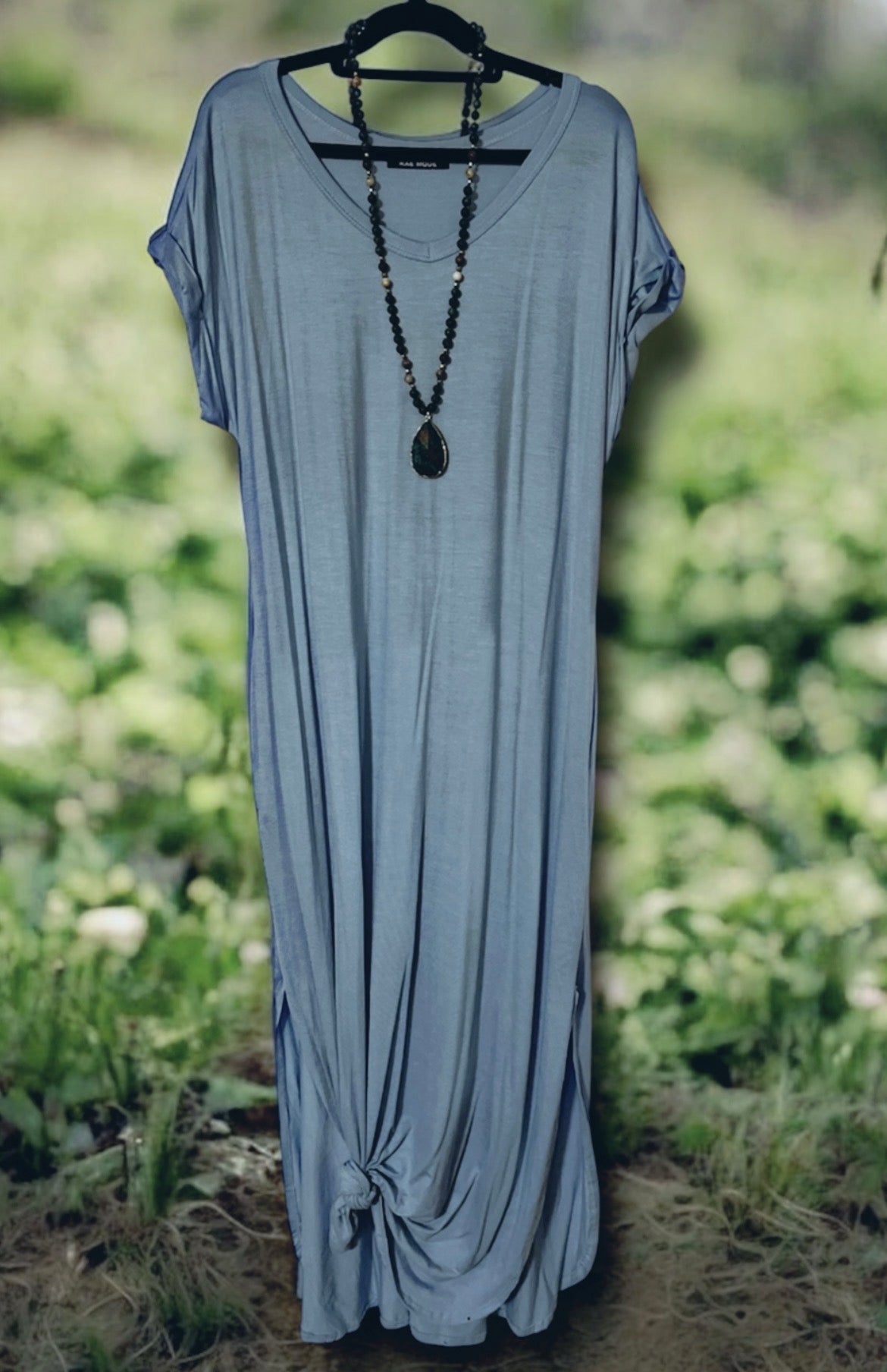 Blue Maxi Dress with Pockets