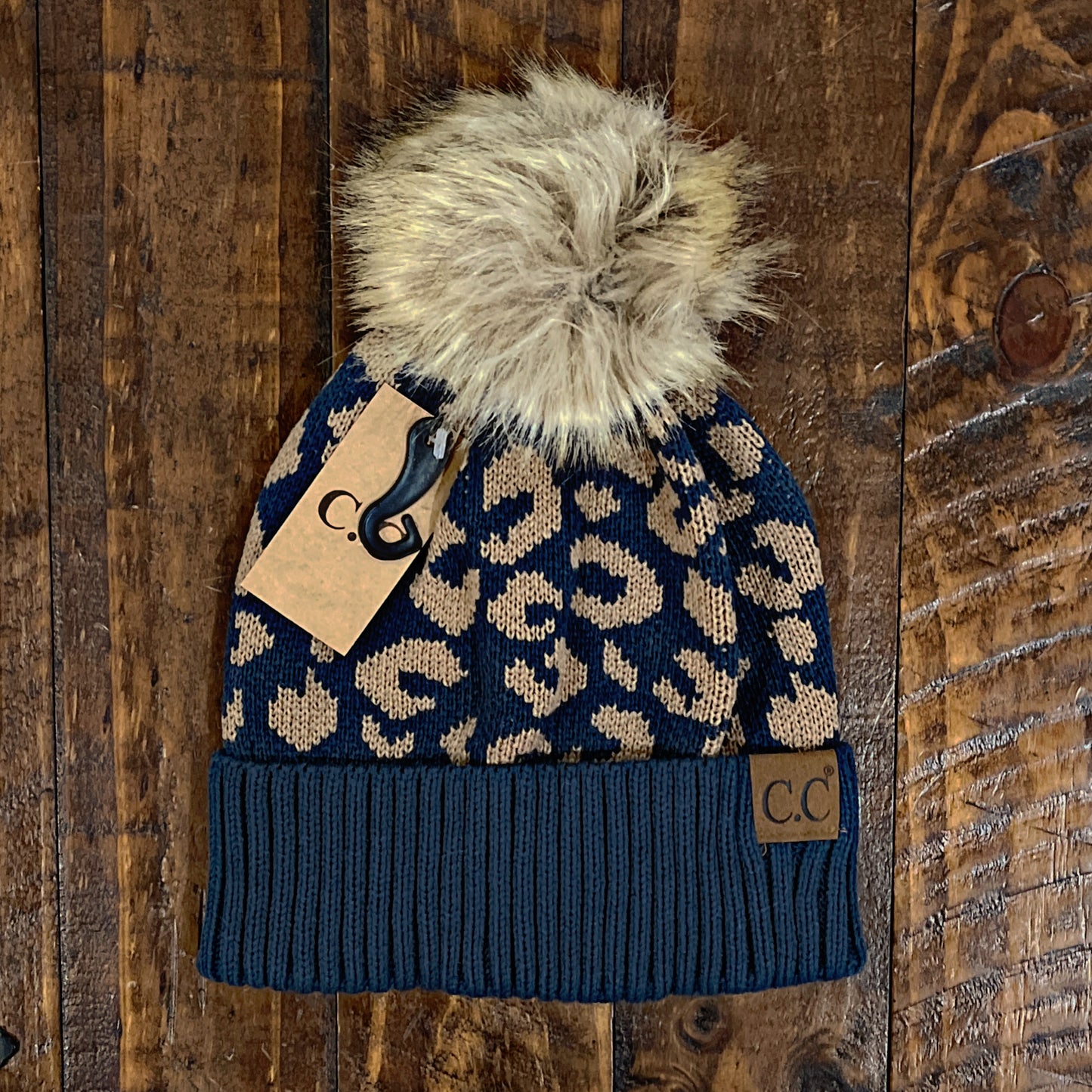 Prussian Blue Leopard Beanies