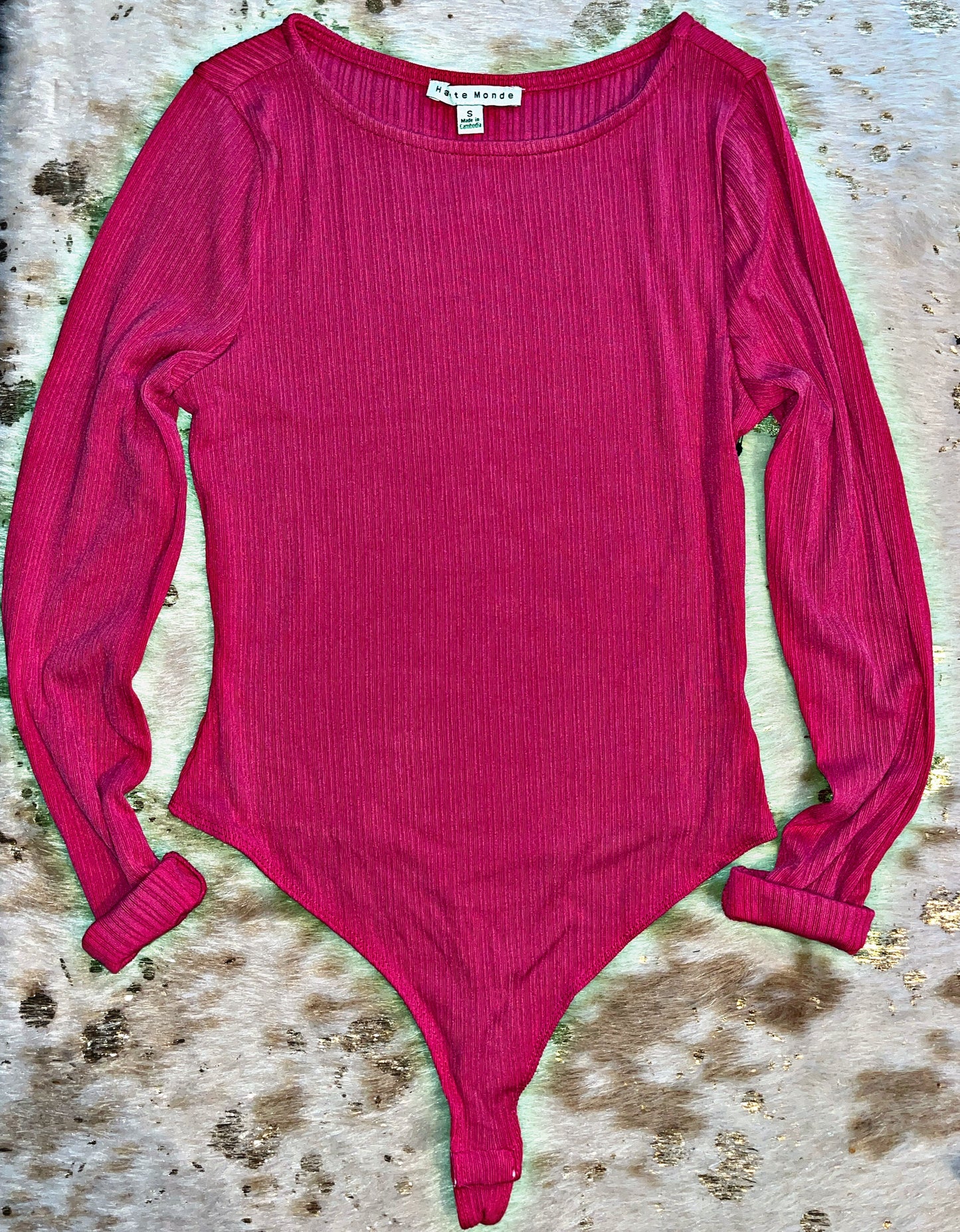 Pink Ribbed Bodysuit