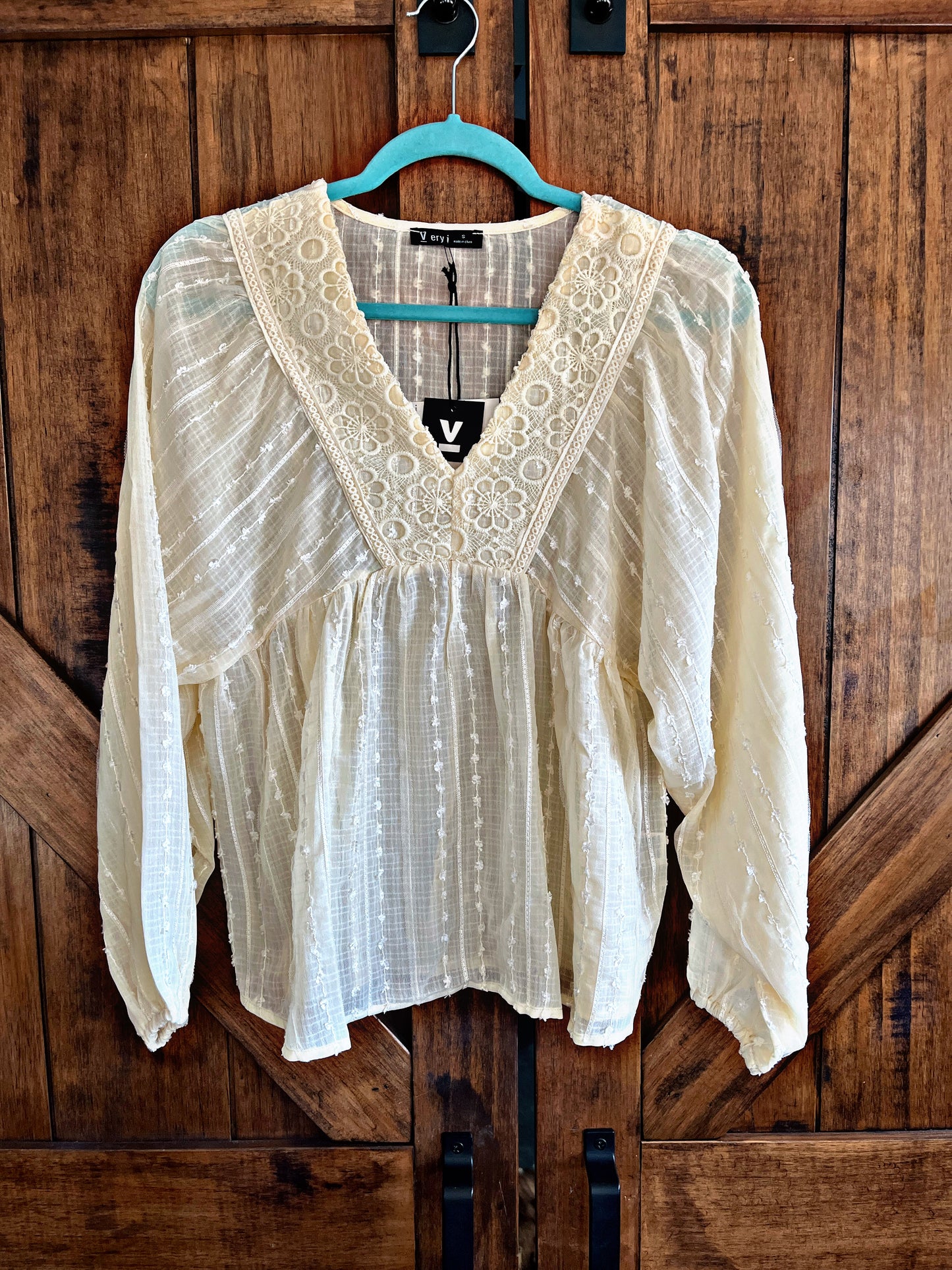 Champagne Top with Puff Sleeved