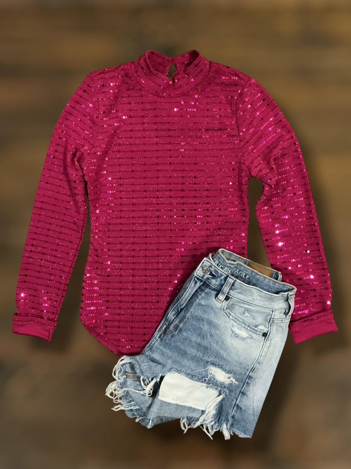 Pink Sequin Bodysuit