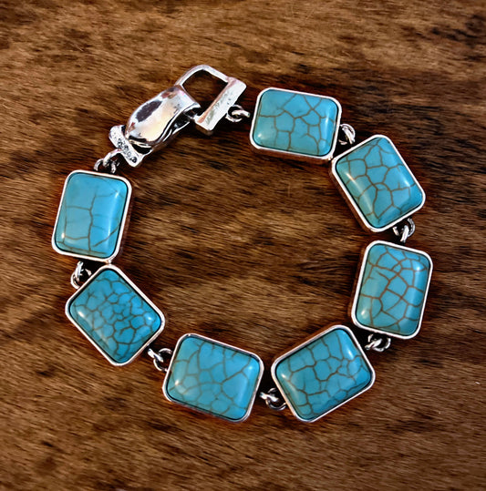 Magnetic Clasp Turquoise Stone Bracelet