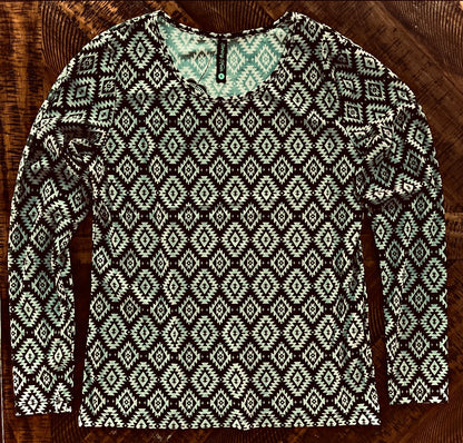 Black/Grey Aztec Mesh Top