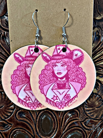 Wooden Western Themed Earrings