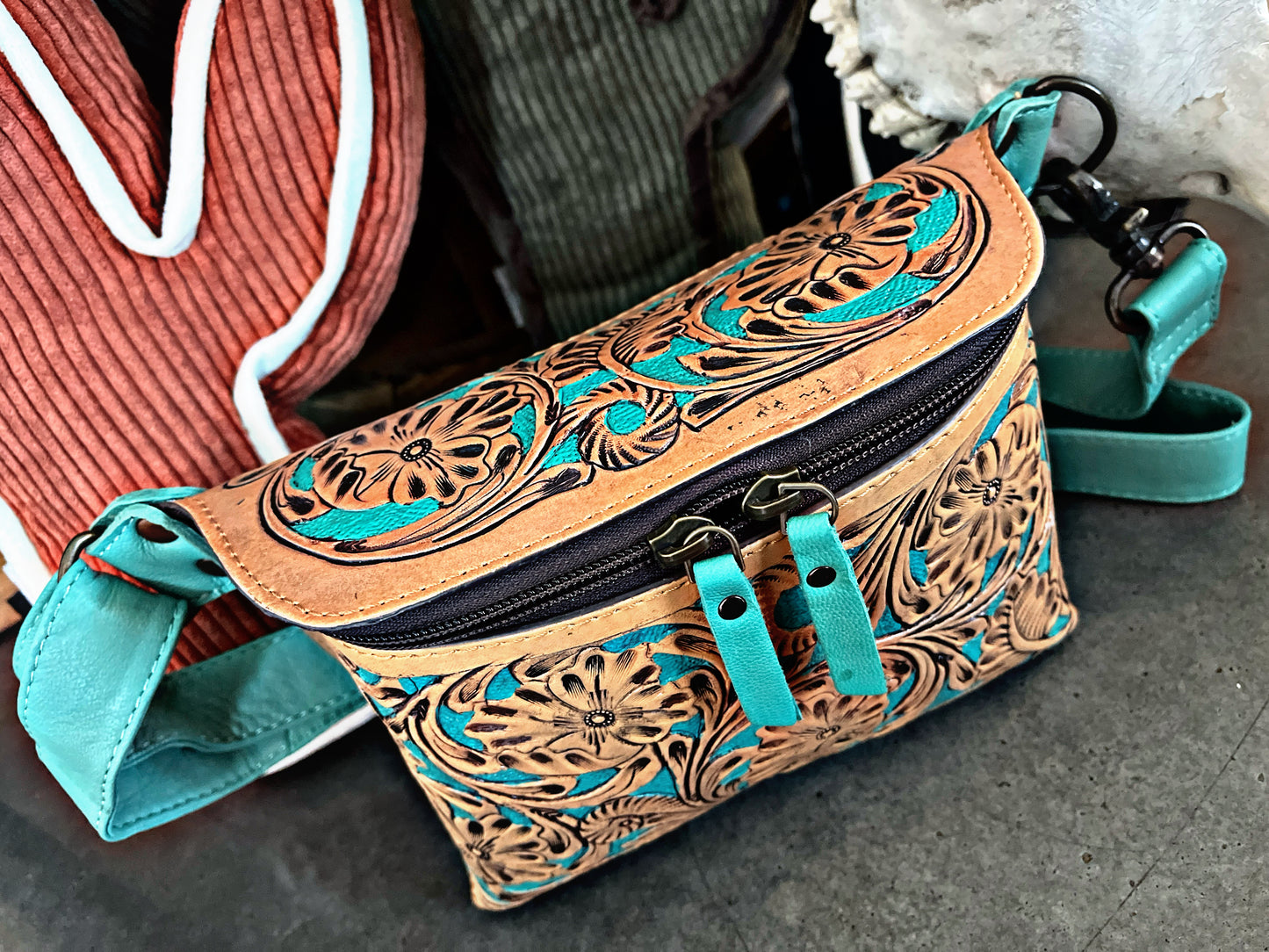 Tooled Leather Fanny Pack/Sling Bag