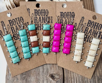 Western Stone Bar Drop Earrings