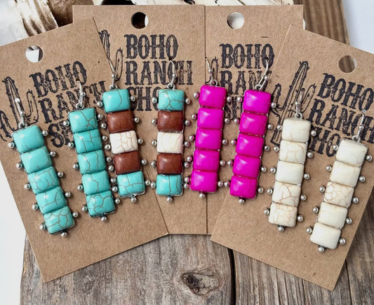 Western Stone Bar Drop Earrings