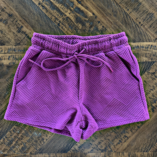 Purple Textured Shorts