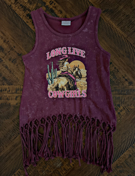 Little Girl’s “Long Live Cowgirls” Fringe Tank