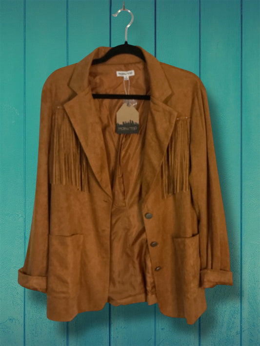 Camel Suede Fringe Blazer