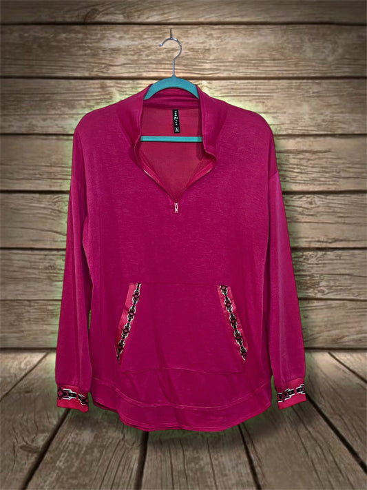 Pink with Aztec Trim Pullover