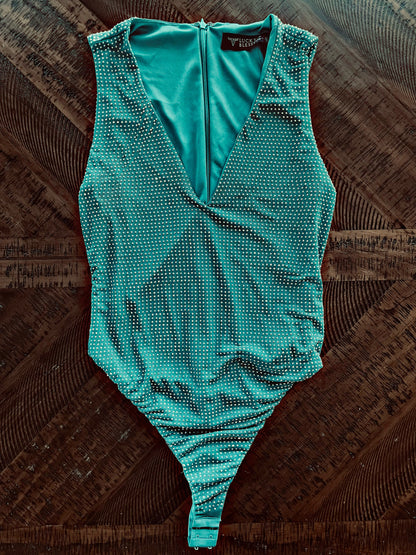 Teal Rhinestone Bodysuit