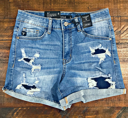 Distressed Medium Wash Shorts