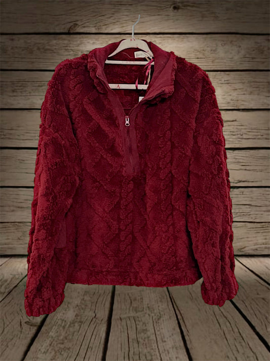 Wine Half Zip Pullover