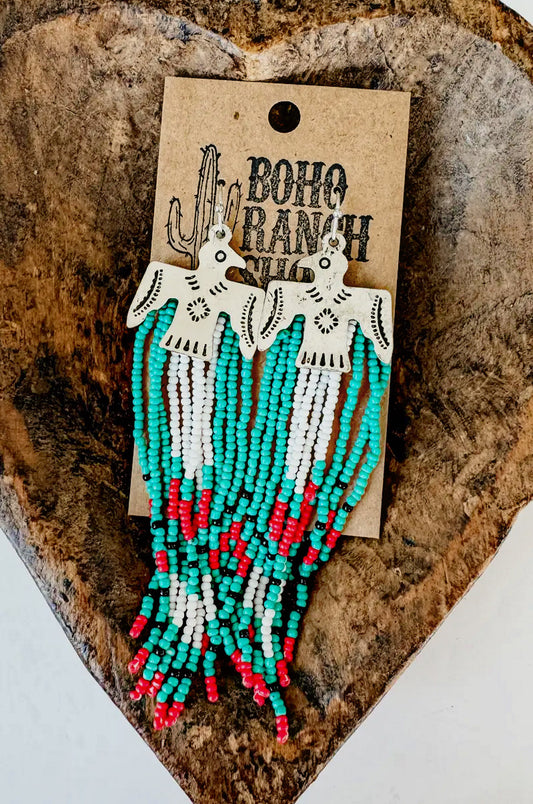 Western Bead/Metal Thunderbird Earrings