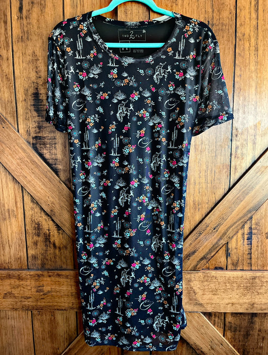 Black/Horse Print Mesh Dress