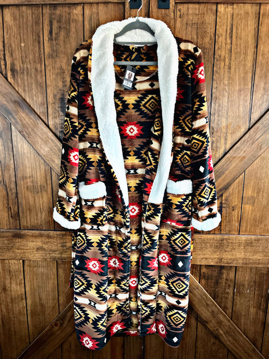 Dark Brown/Black/Red Southwest Robe