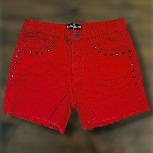 Red Studded Shorts
